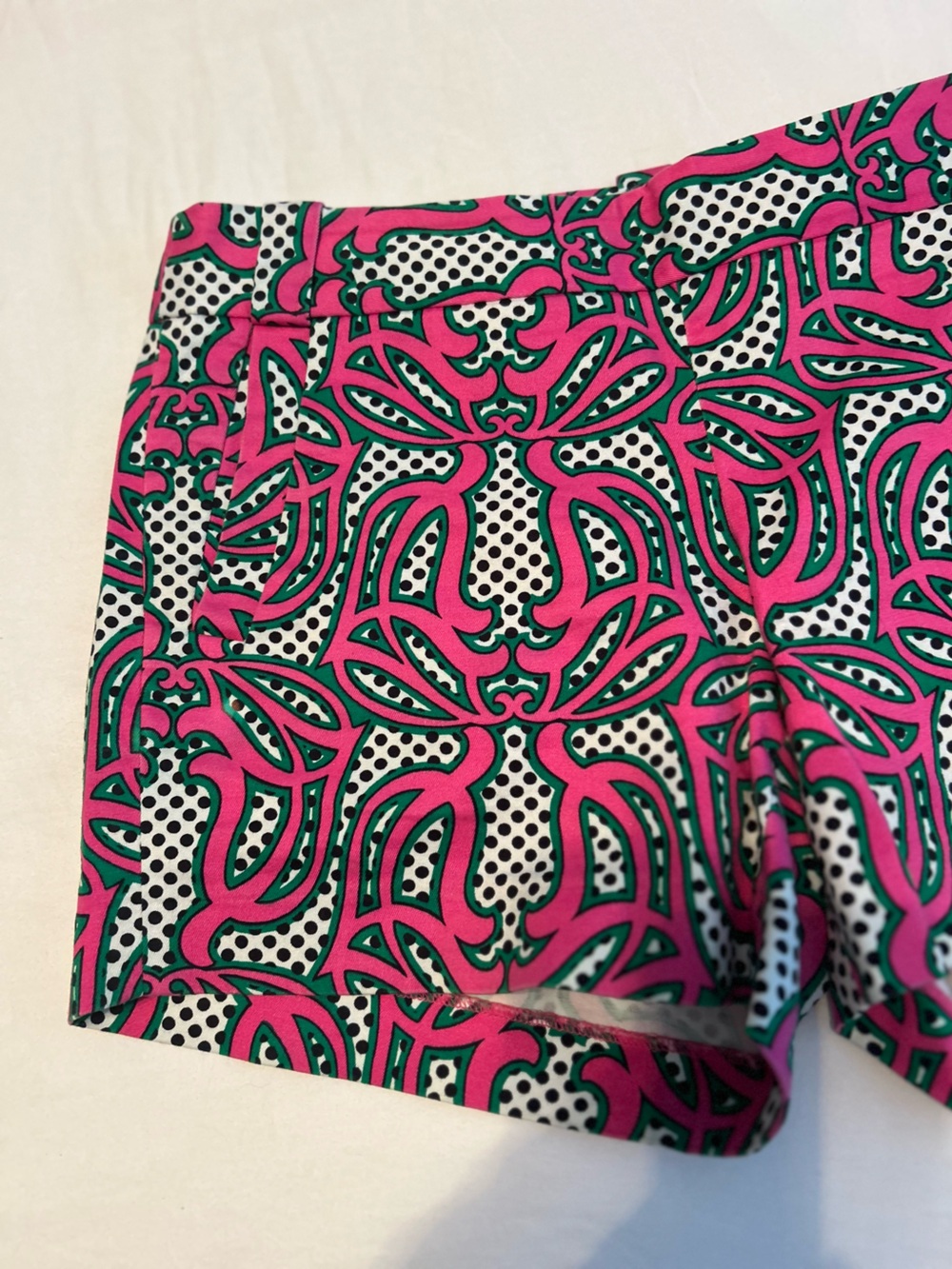 J Crew City Fit Pink & Green Patterned Shorts - Picture 2 of 9